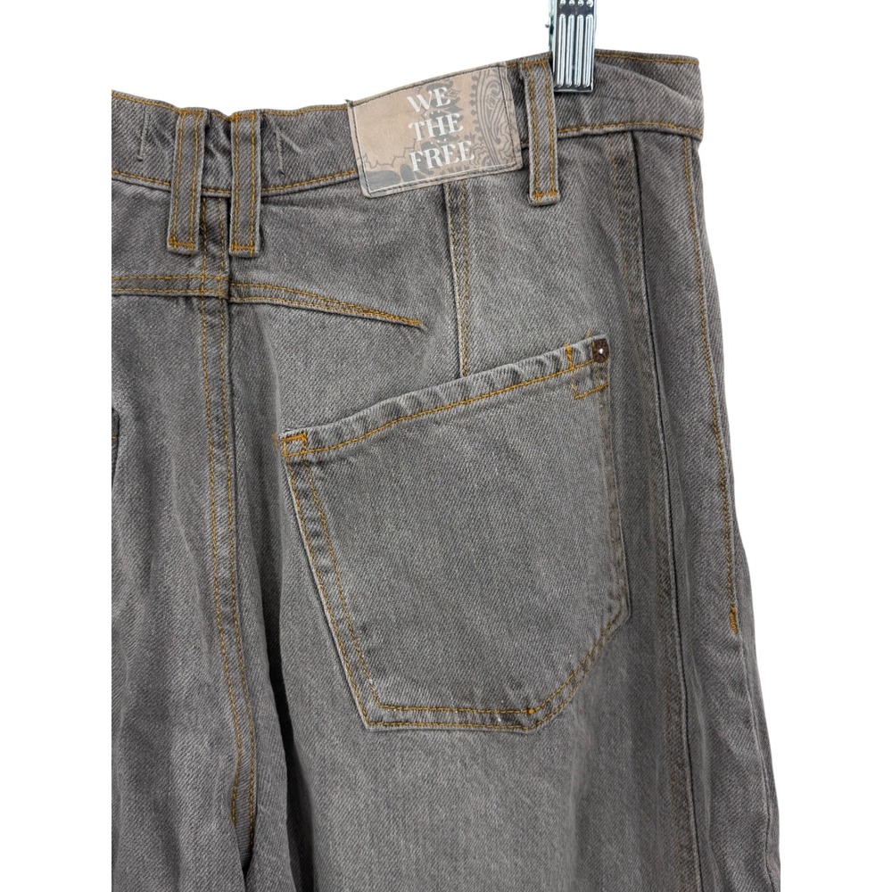 Free People Barrel Jean Womens SZ 28 Gray Lucky You Mid Rise Button Fly Cropped - Picture 15 of 16